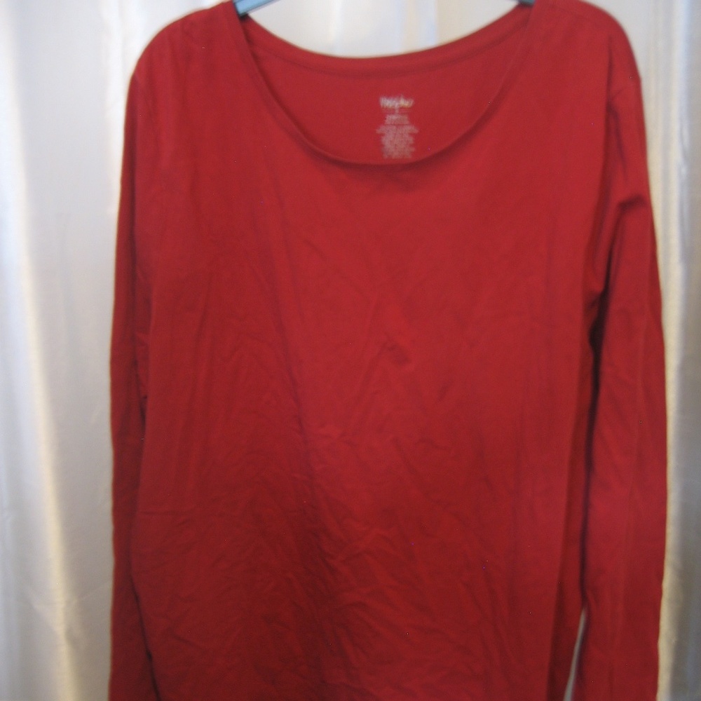 Mossimo Women's Solid Red Long Sleeve Shirt 95% Cotton Sz 24W-28W NWNT